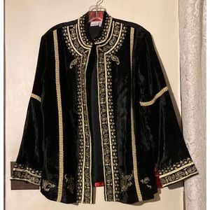 NWOT Soft Surroundings Embroidered Jacket, size XS, in black